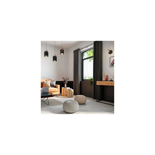 Suspension Hayott noir E27 15W IP20 Ø25 x H. 120 cm