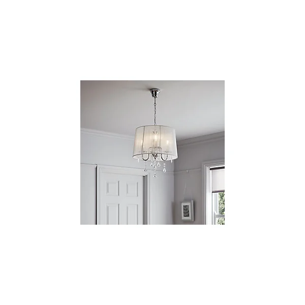 Suspension Hovland 3 lampes E14 IP20 argent et blanc