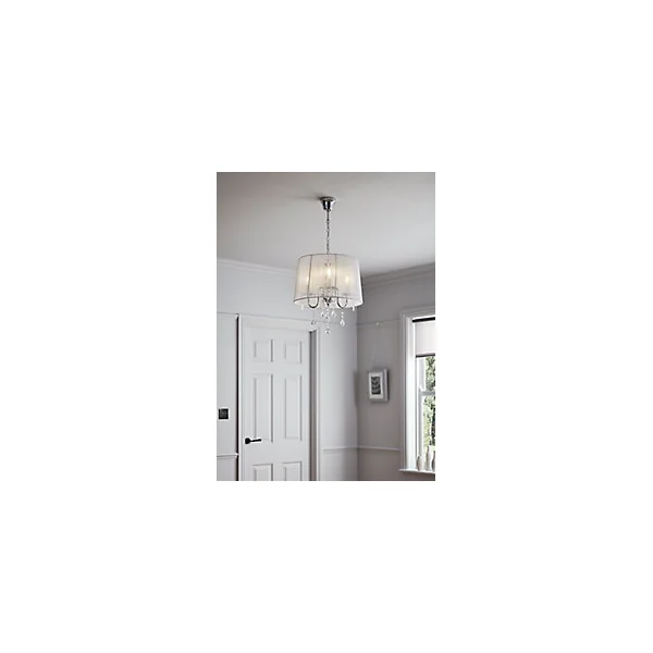 Suspension Hovland 3 lampes E14 IP20 argent et blanc