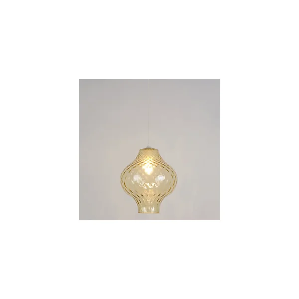 Suspension Idoline verre strié ambre E27 60W IP20 H.30 x Ø30 cm Corep