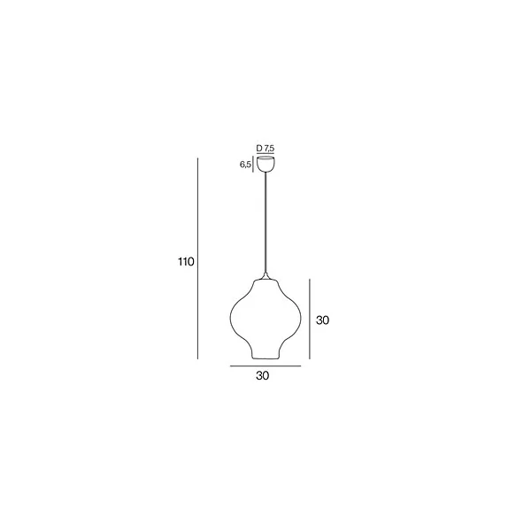 Suspension Idoline verre strié ambre E27 60W IP20 H.30 x Ø30 cm Corep