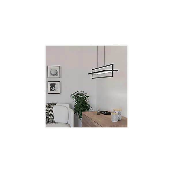 Suspension LED intégrée Siberia IP20 4500lm 34W L.78 x l.16 x H.110 cm Eglo noir dimmable