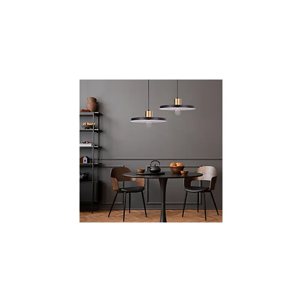 Suspension Livingstone IP20 Ø38 x H.12 cm Lussiol métal noir