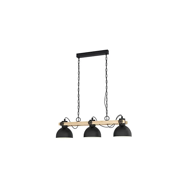 Suspension Lubenham 3 lumières E27 IP20 28W L.90xl.20xH.108,5cm noir Eglo