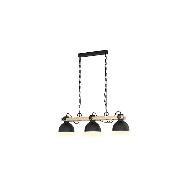 Suspension Lubenham 3 lumières E27 IP20 28W L.90xl.20xH.108,5cm noir Eglo
