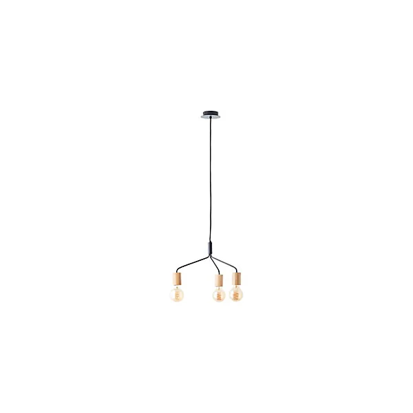 Suspension lumineuse Elyna 3 lumières E27 A60 40W IP20 bambou noir mat Brilliant