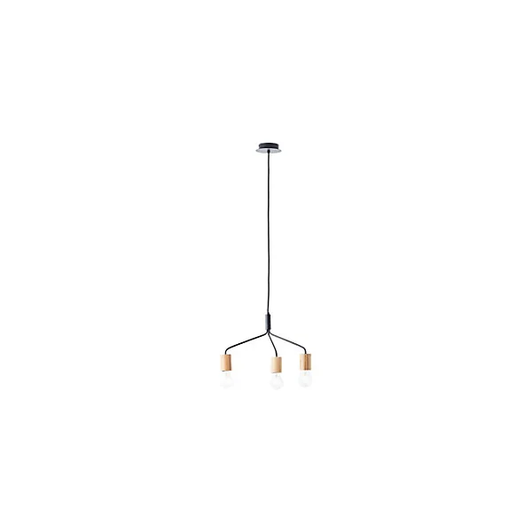 Suspension lumineuse Elyna 3 lumières E27 A60 40W IP20 bambou noir mat Brilliant