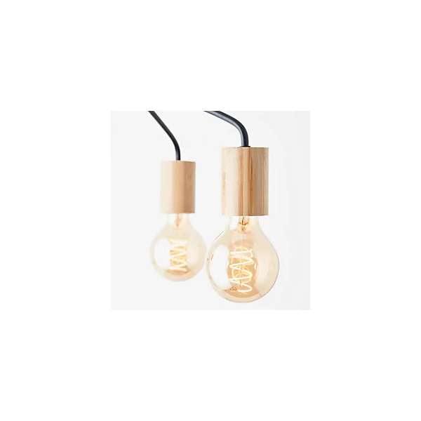 Suspension lumineuse Elyna 3 lumières E27 A60 40W IP20 bambou noir mat Brilliant