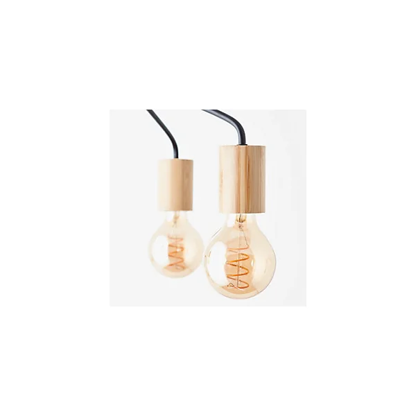 Suspension lumineuse Elyna 3 lumières E27 A60 40W IP20 bambou noir mat Brilliant