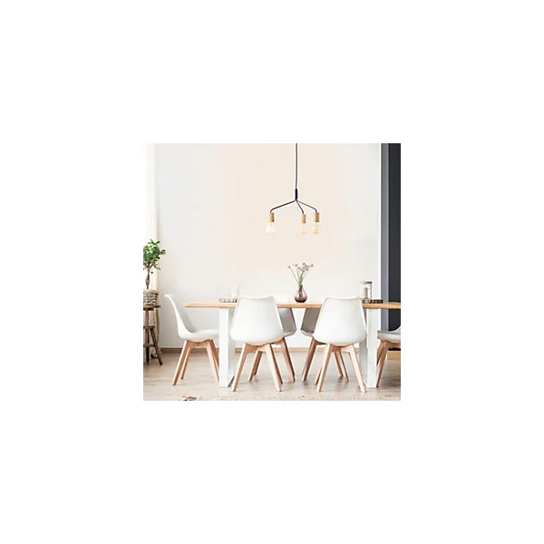 Suspension lumineuse Elyna 3 lumières E27 A60 40W IP20 bambou noir mat Brilliant