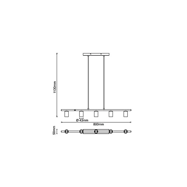 Suspension lumineuse Kerry 5 lumières E27 A60 40W IP20 laiton noir mat Brilliant