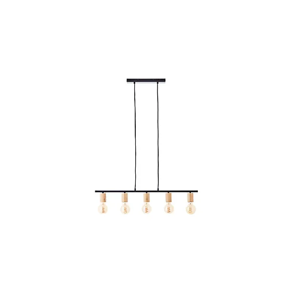 Suspension lumineuse Kerry variable E27 A60 40W IP20 bambou noir mat Brillant