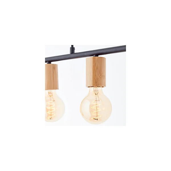 Suspension lumineuse Kerry variable E27 A60 40W IP20 bambou noir mat Brillant