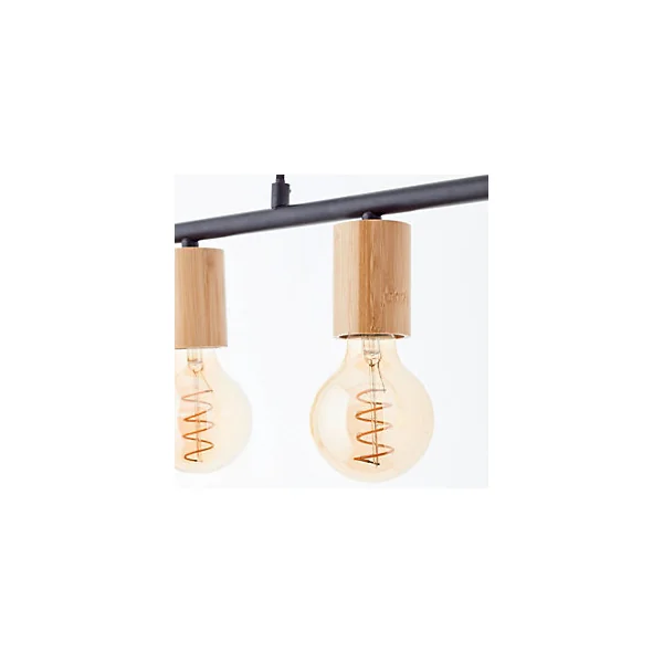 Suspension lumineuse Kerry variable E27 A60 40W IP20 bambou noir mat Brillant