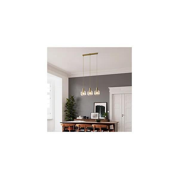Suspension Lybia 3 lumières E27 75W ⌀74xL.20xH.110cm laiton GoodHome