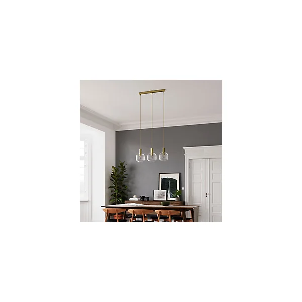 Suspension Lybia 3 lumières E27 75W ⌀74xL.20xH.110cm laiton GoodHome