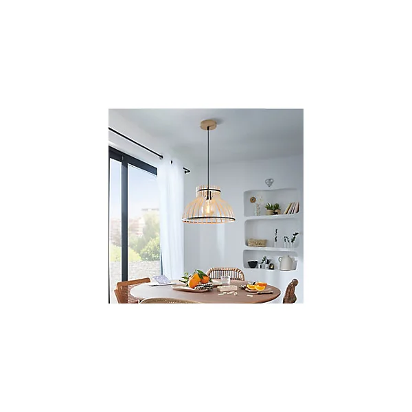 Suspension Manawi effet bambou naturel IP20 E27 40W H.22 x ⌀35cm