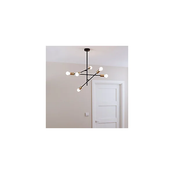 Suspension Monzoni 6 ampoules E27 IP20 noir