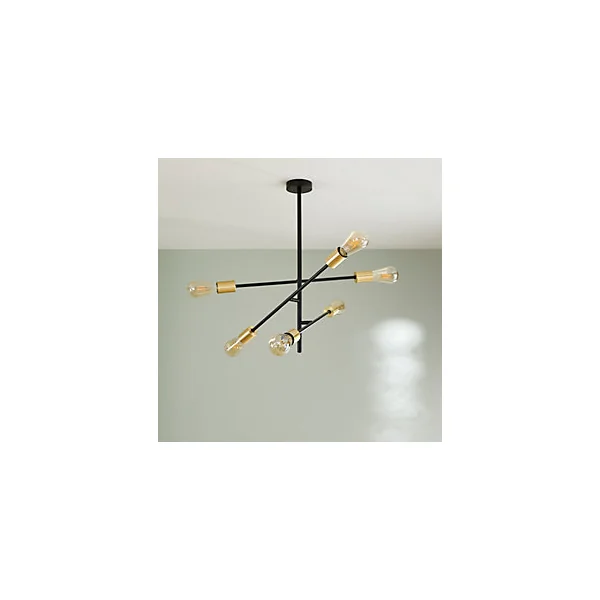 Suspension Monzoni 6 ampoules E27 IP20 noir