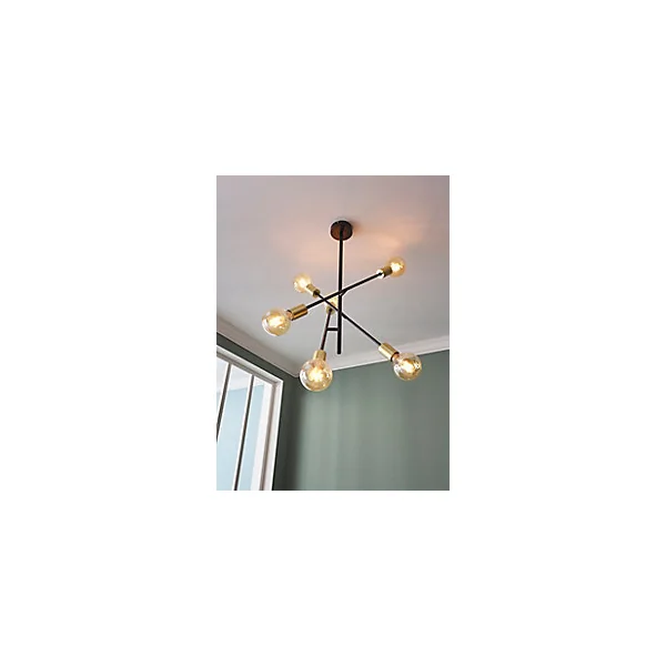 Suspension Monzoni 6 ampoules E27 IP20 noir