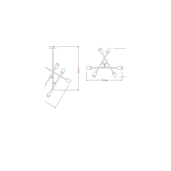 Suspension Monzoni 6 ampoules E27 IP20 noir