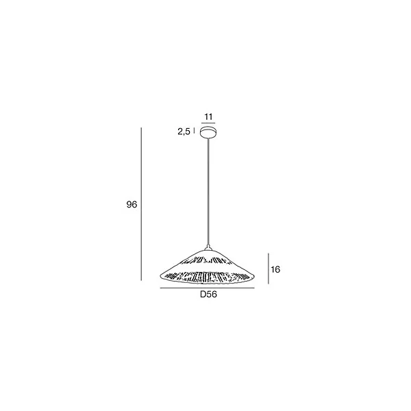 Suspension métal et rotin naturel E27 15W IP44 Esterel Ø56 x H.96 cm