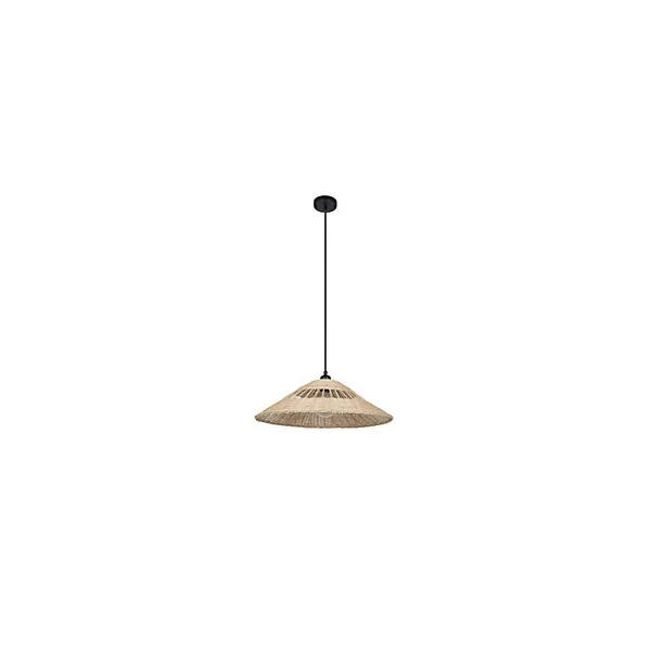 Suspension métal et rotin naturel E27 15W IP44 Esterel Ø56 x H.96 cm