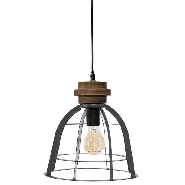 Suspension métal industrielle gris anthracite D 25x24.5cm