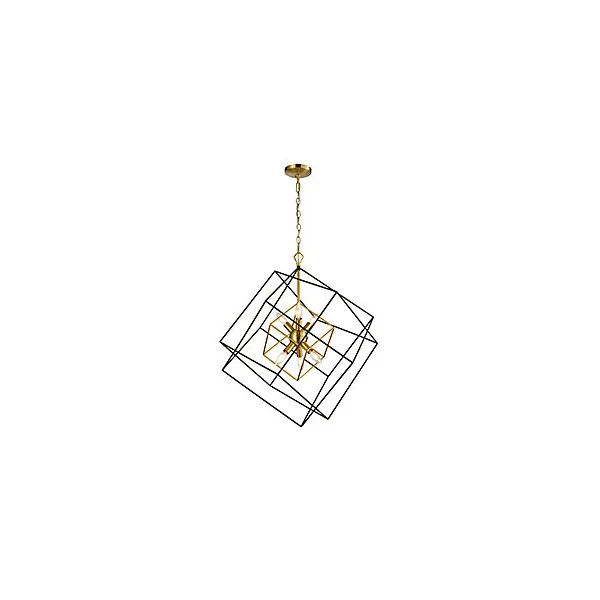 Suspension métal laqué noir et doré E14 H.175 cm D69