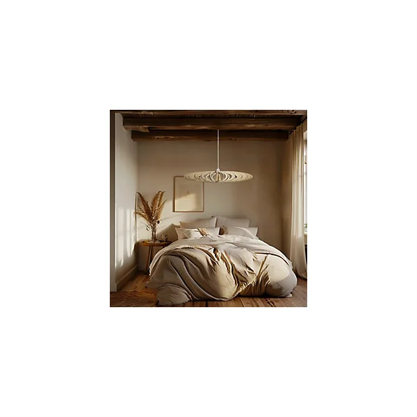 Suspension Néo bois câble torsadé chanvre E27 60W IP20 Ø80 x H.163,5cm Atelier Loupiote