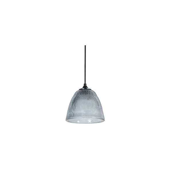 Suspension Ogive verre strié IP20 E27 60W H.13 x Ø16 cm noir fumé Corep