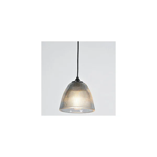 Suspension Ogive verre strié IP20 E27 60W H.13 x Ø16 cm noir fumé Corep