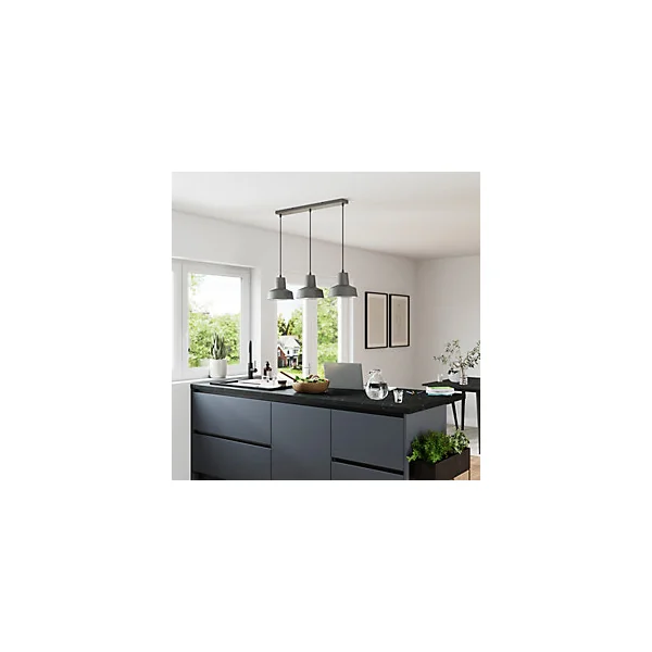 Suspension Orous 3 lumières E27 45W ⌀24,5xL.93,5xH.110cm gris foncé GoodHome