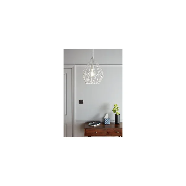 Suspension Phobeto E27 IP20 60W Ø 31 x l. 110 cm GoodHome blanc mat