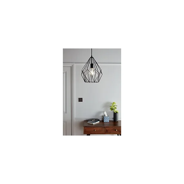Suspension Phobeto E27 IP20 60W Ø 31 x l. 110 cm GoodHome noir mat