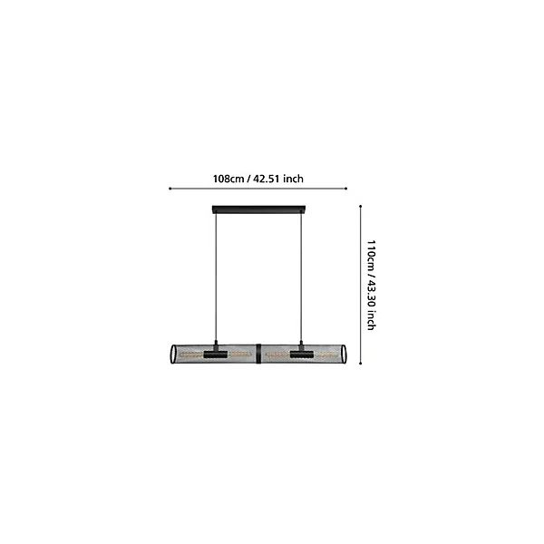 Suspension Redcliff E27 40W IP20 acier noir Eglo L.108 x l.12,5 cm