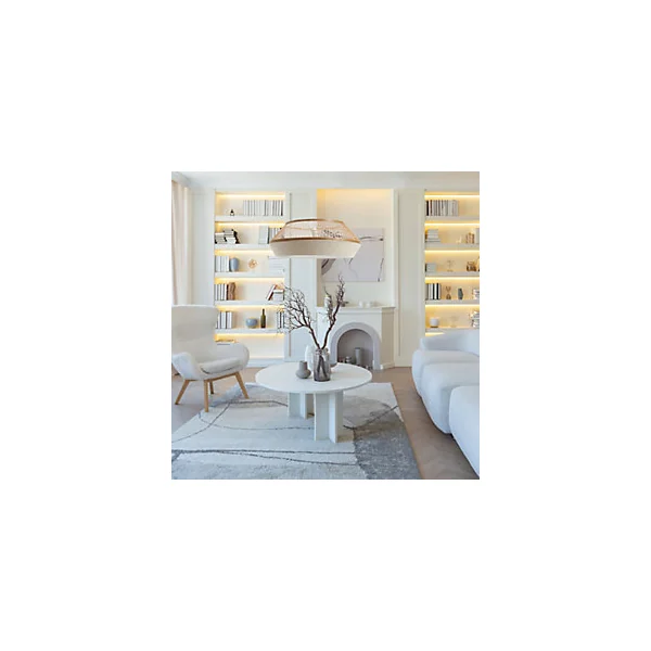 Suspension ronde Avila en rotin et tissu beige ⌀.58 x H.88 cm Lussiol