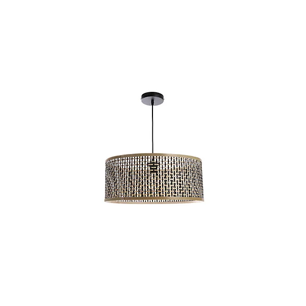 Suspension ronde Ayana en bambou noir et beige E27 ⌀.48 x H.90 cm Lussiol