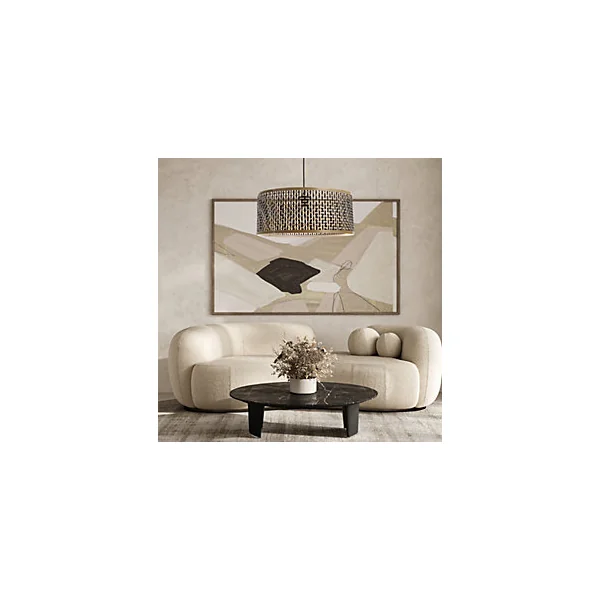 Suspension ronde Ayana en bambou noir et beige E27 ⌀.48 x H.90 cm Lussiol