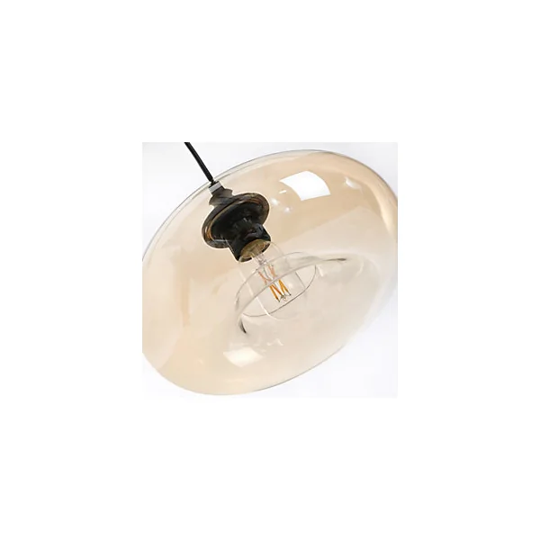 Suspension ronde Bronks en verre ambré E27 IP20 ⌀.28 x H.98 cm Lussiol