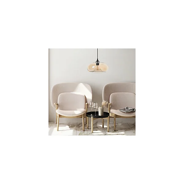 Suspension ronde Bronks en verre ambré E27 IP20 ⌀.28 x H.98 cm Lussiol