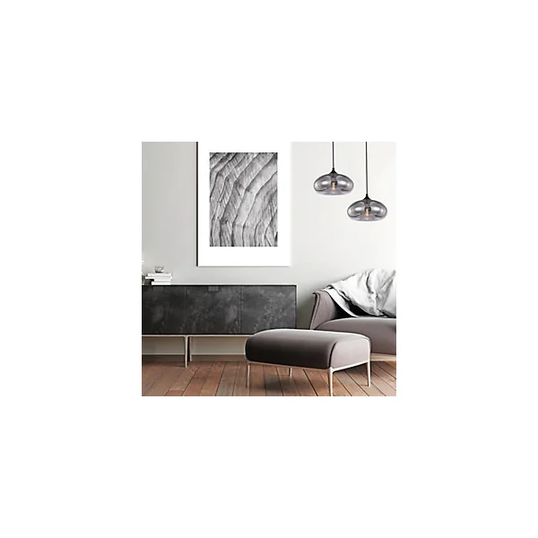 Suspension ronde Bronks en verre gris E27 ⌀.28 x H.98 cm Lussiol