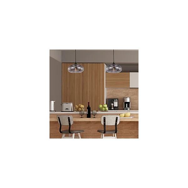 Suspension ronde Bronks en verre gris E27 ⌀.28 x H.98 cm Lussiol