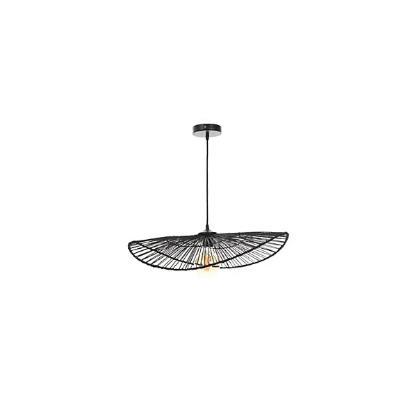 Suspension ronde en jacinthe d'eau Alana coloris noir E27 ⌀58 x H.80 cm Lussiol