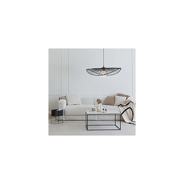 Suspension ronde en jacinthe d'eau Alana coloris noir E27 ⌀58 x H.80 cm Lussiol