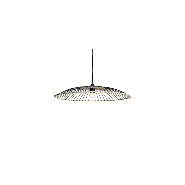 Suspension ronde en métal Soliflore IP20 E27 40W rotin coloris noir ⌀60 x H.83 cm Lussiol