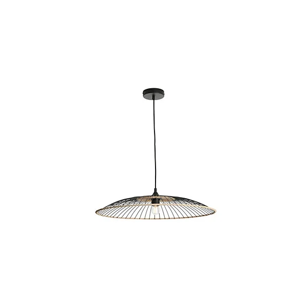 Suspension ronde en métal Soliflore IP20 E27 40W rotin coloris noir ⌀60 x H.83 cm Lussiol