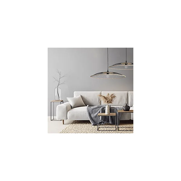 Suspension ronde en métal Soliflore IP20 E27 40W rotin coloris noir ⌀60 x H.83 cm Lussiol