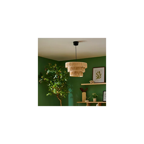 Suspension ronde en raphia Bellflower H.146cm E27 42W GoodHome