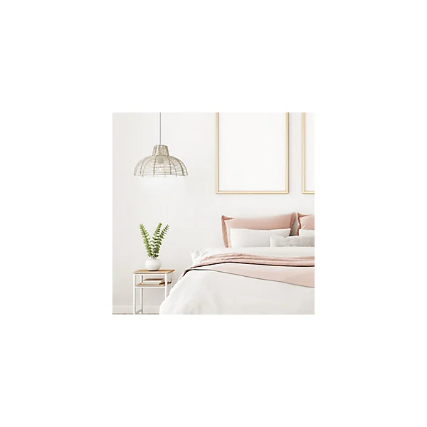 Suspension ronde Hama en rotin blanc E27 ⌀35 x H.90 cm Lussiol
